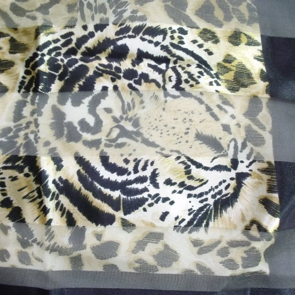 Silk Feel Large Leopard Print Cat Scarf